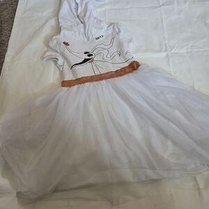 White Tulle Hoodie Dress with Orange Sash for Kids